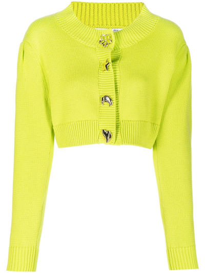 Olivia Rubin Embellished-button Cropped Cardigan In Green