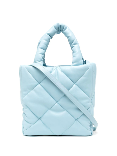 Stand Studio Quilted Top-handle Tote In Blue