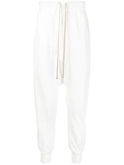 Rick Owens Drkshdw Drop-crotch Cotton Track Trousers In White
