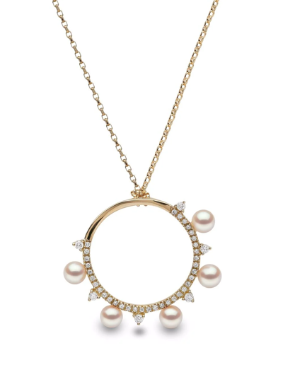 Yoko London 18kt Yellow Gold Sleek Akoya Pearl Diamond Pendant Necklace