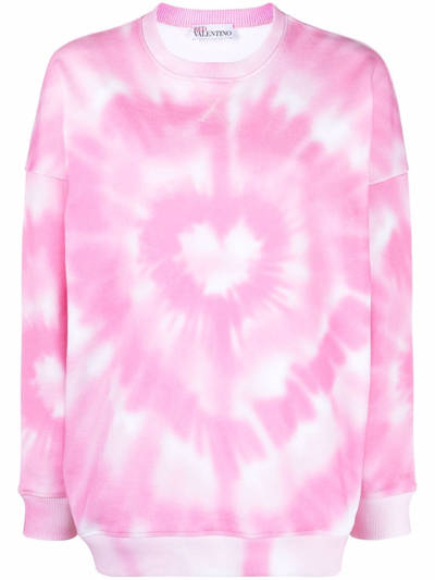 Red Valentino Tie-dye Heart Pattern Sweatshirt In Pink
