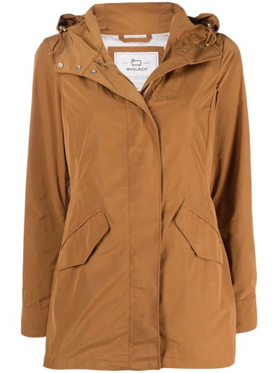 Woolrich Summer Button-front Parka Coat In Rusty Brown