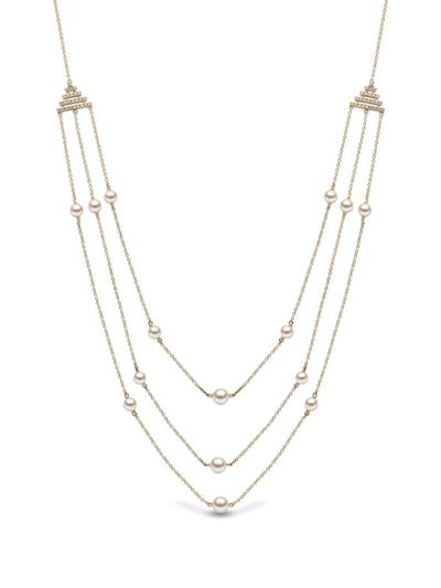 Yoko London 18kt Yellow Gold Sleek Freshwater Pearl Diamond Necklace