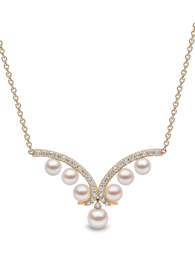Yoko London 18kt Yellow Gold Sleek Akoya Pearl Diamond Necklace
