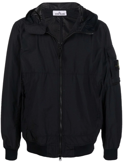 Stone Island Compass Badge Lightweight Hooded Jacket In Black