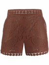 Valentino High-waisted Knitted Shorts In Braun