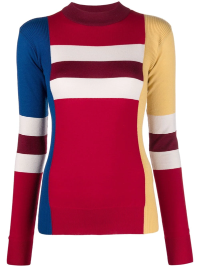 Colville Colour-block Wool Jumper In Rot