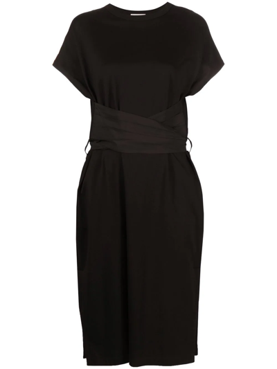 Moncler Cotton Jersey Midi Dress In Black