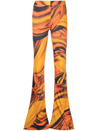 ATTICO ABSTRACT-PRINT FLARED TROUSERS