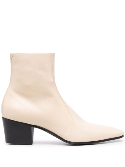 Saint Laurent Pointed-toe Boots In Neutrals