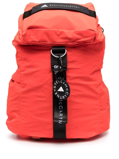 Adidas By Stella Mccartney Logo Tape Backpack In Orange