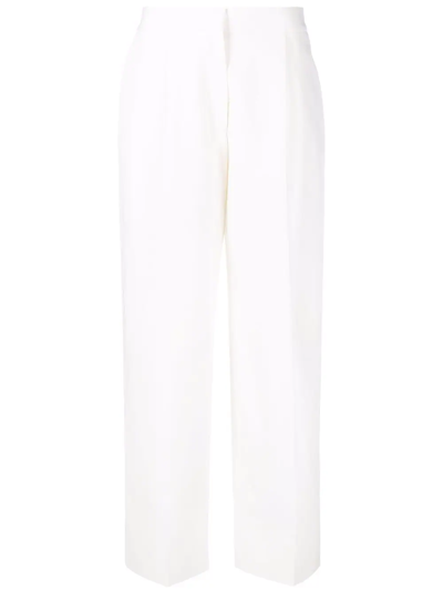 Jil Sander High-waisted Cotton Trousers In White