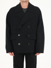 VALENTINO DOUBLE-BREASTED PEACOAT IN BLACK DOUBLE WOOL