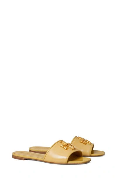 Tory Burch Eleanor Calfskin Medallion Flat Sandals In Yellow