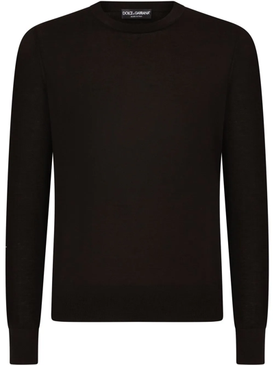Dolce & Gabbana Fine Knit Crewneck Cashmere Jumper In Black