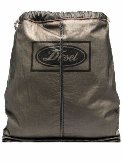 Diesel Logo-print Drawstring Backpack In Green