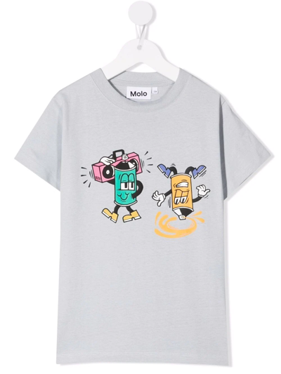 Molo Kids' Cartoon Print T-shirt In Blue