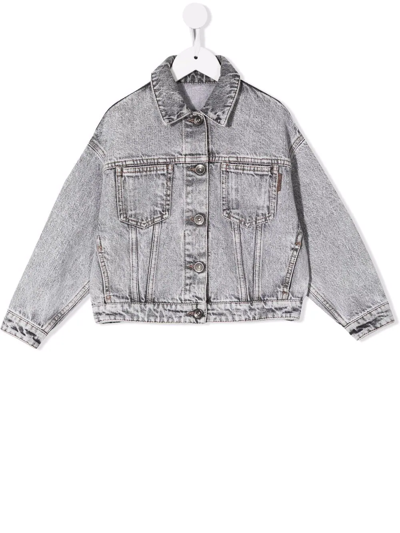 Brunello Cucinelli Kids' Stonewashed Denim Jacket In Grey