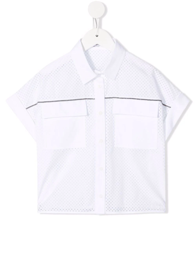 Brunello Cucinelli Teen Monili-trim Mesh Shirt In White