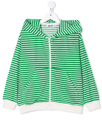 Molo Kids Green & White Stripe Mel Hoodie In Fine Green Stripe
