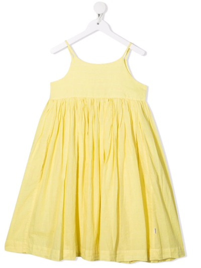 Molo Kids' Sleveless Flared Dress In Yellow
