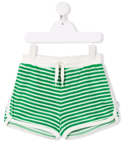 Molo Girl's Aliya Terry Stripe Shorts. Size 4-6 In Green