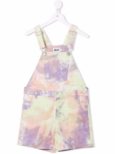 Molo Kids Ansonia Tie-dye Cotton Dungarees In Purple