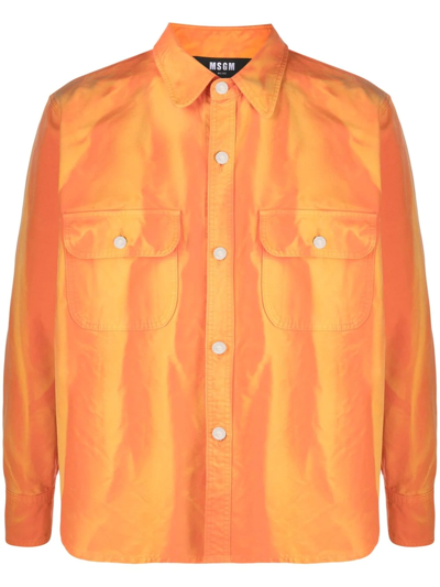Msgm Tie-dye Effect Striped Shirt In Orange