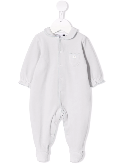 Bonpoint Babies' Logo Patch Long-sleeve Pajama In Grey