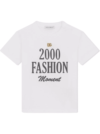 Dolce & Gabbana Babies' 2000 Fashion Moment Logo-plaque T-shirt In White