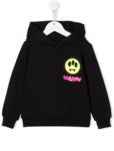 Barrow Kids' Logo-print Cotton Hoodie In Black