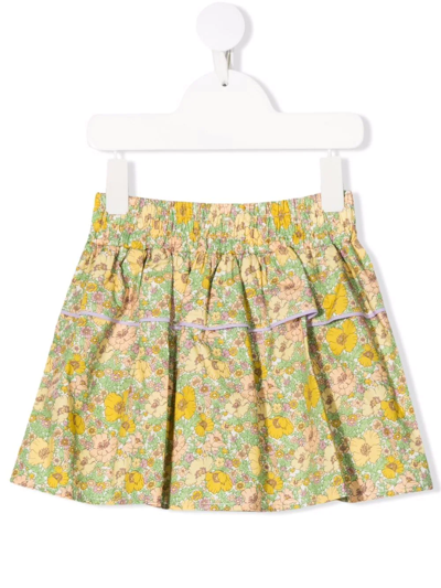 Paade Mode Teen Floral-print Cotton Skirt In Green