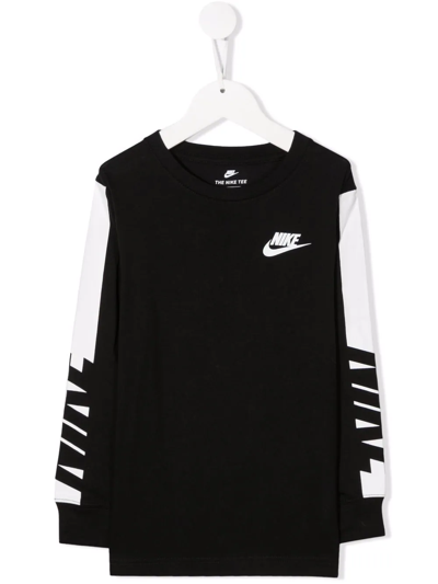 Nike Kids' Swoosh-logo Panelled T-shirt In Black
