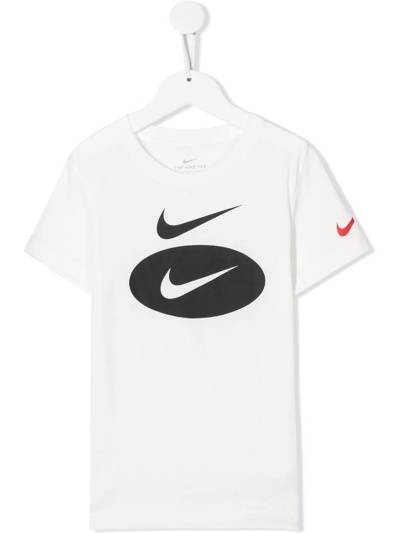 Nike Kids' Swoosh Cotton T-shirt In White