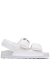 Miu Miu Logo-embroidered Terry-cloth Sandals In White