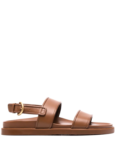 Gianvito Rossi Double-strap Leather Sandals In Brown