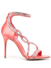 Alexander Mcqueen Crystal-embellished Satin High-heel Sandals In Coral Crystal