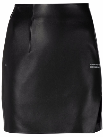 Off-white Slit-detail High-waisted Leather Skirt In Black