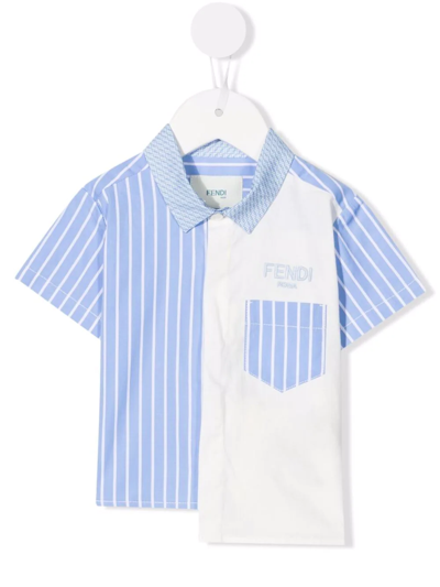 Fendi Babies' Stripe-print Cotton Shirt In Blue