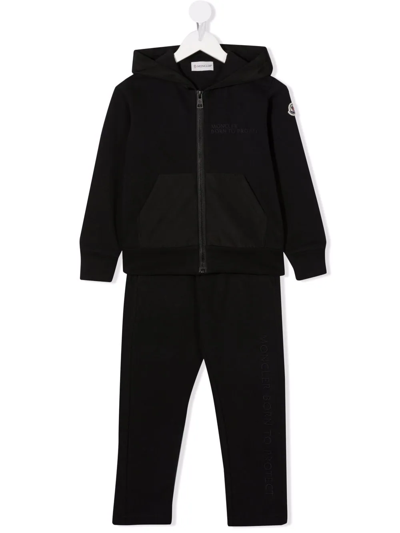 Moncler Kids' Logo-patch Cotton-blend Tracksuit Set In Black