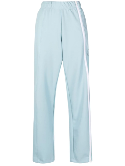Adidas By Stella Mccartney Zip-striped Recycled Fibre-blend Track Trousers In Blue