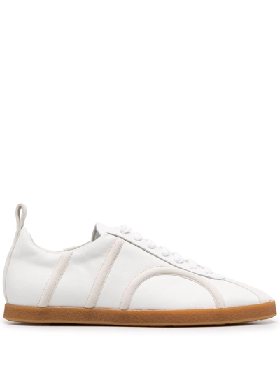 Totême Monogram Leather And Suede Trainers In White