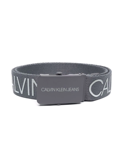 Calvin Klein Kids' Logo-print Belt In Grey