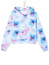 Msgm Kids Hoodie With Logo And Pink And Light Blue Tie Dye Print In Blue