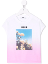 Msgm Ombré-effect Cotton T-shirt In White
