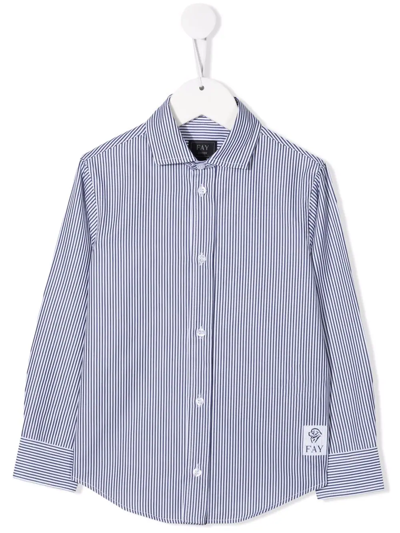 Fay Kids' Stripe-print Shirt In White