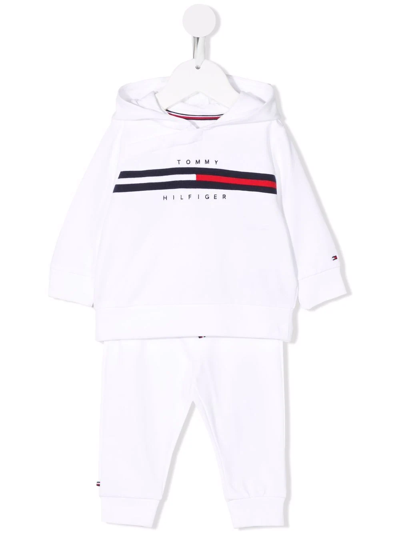 Tommy Hilfiger Junior Babies' Embroidered-logo Tracksuit Set In White