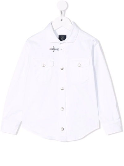 Fay Kids' Band-collar Jacket In White