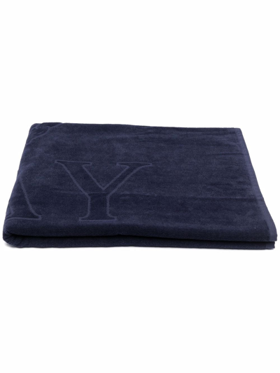 Fay Kids' Cotton Dog Logo-print Towel In Blue