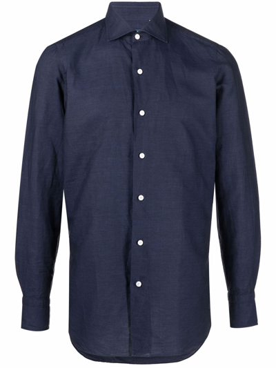 Finamore Blue Cotton Shirt